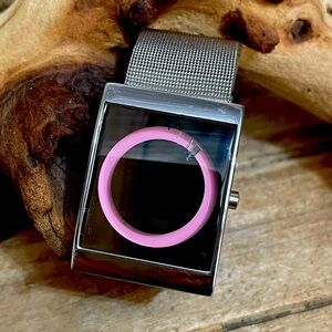 Trendy Unisex Steel Analog Quartz Square Dial Wrist Watch Pink NEW